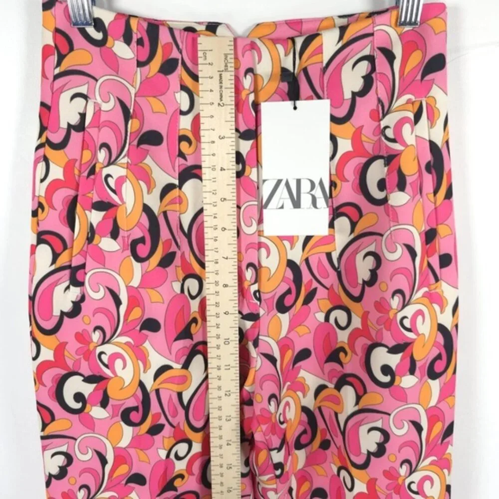 NWT ZARA‎ Paisley Floral Straight Leg High Waist Pants 1478/935 Size XS